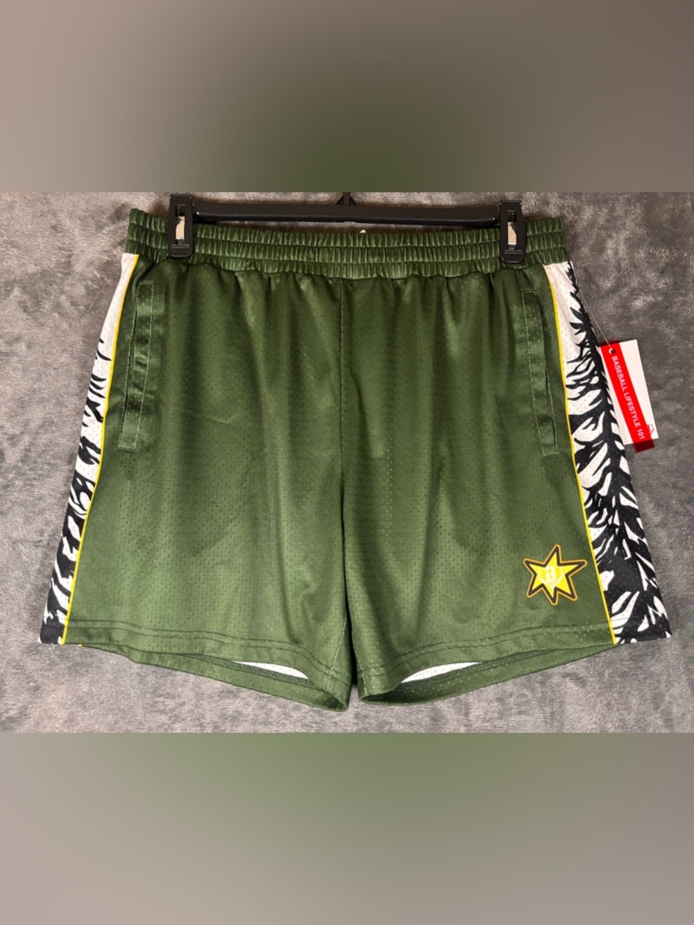 Baseball Lifestyle‎ 101 Forest Shorts Green Tiger Stripe Mesh Adult Large